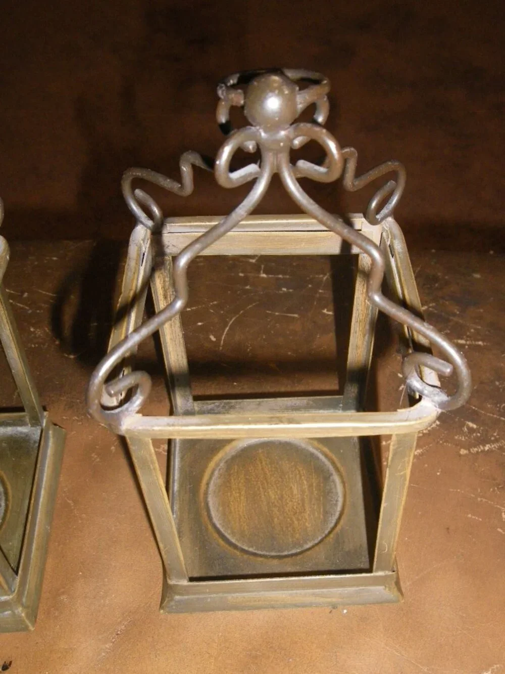 2 Small Metal Lantern Style Candle Holders Super Cute